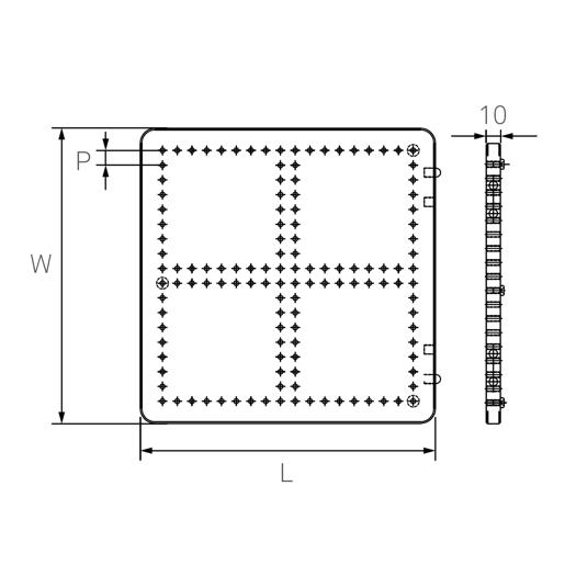 Acryl Baseplate 200x200x10mm (M4) - Cross Pattern